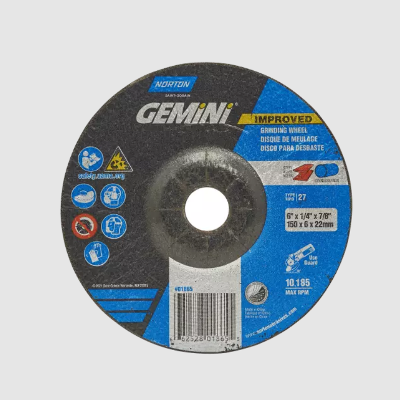 Norton Gemini 6" x 1/4" x 7/8" 24G AO Type 27 Grinding Wheel from Columbia Safety